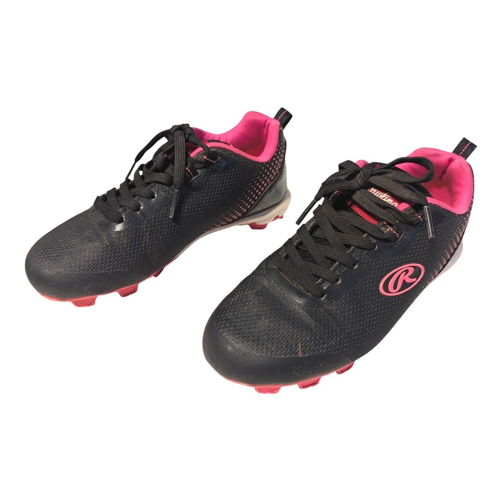 Rawlings Girls 2D Black Pink Softball Baseball Cleats 169988 Low Top Athletic